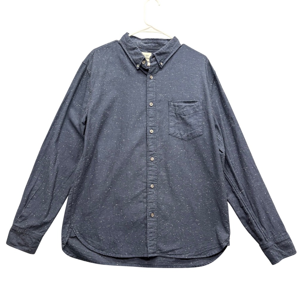 Flint and Tinder Mens XL Slim Fit Navy Flecked Button Down Shirt Long Sleeve